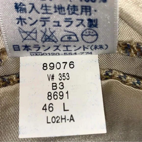 LANDS END Houndstooth Blazer Wool Silk Linen Blend Mens 46L Sport Coat Jacket - Picture 12 of 14